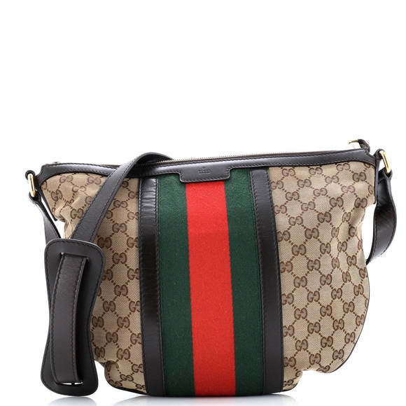 Gucci Medium Vintage Web Saddle Messenger Bag GG Canvas - Picture 1 of 6